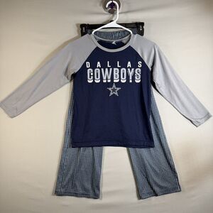 NFL Dallas Cowboys Youth M 8 Long Sleeve Shirt Pants Sleep Set Gray Blue Star